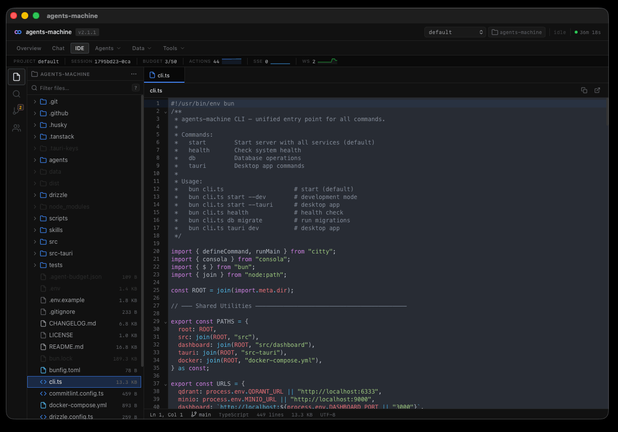 IDE integration with file explorer and code editor